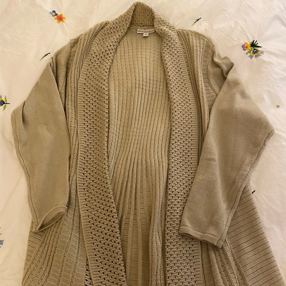 Dana Buchman Tan Knit Cardigan with See Through Detailing (Size 2X)